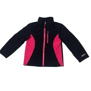 Xersion Girls 6/6X Black& Pink Softshell Zip Jacket Fleece Lined EUC